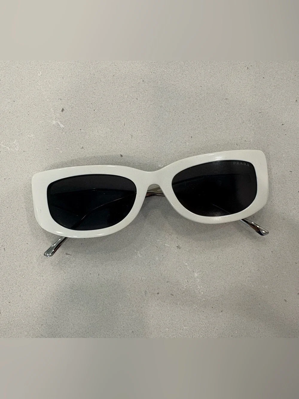 Prada White Cat-Eye Sunglasses with Black Lenses